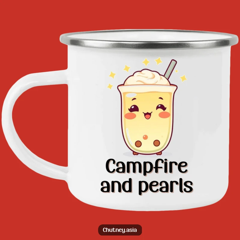 Funny Boba Tea Twinkle Camping Mug: Enjoy Outdoors with Cheer, Perfect Gift!