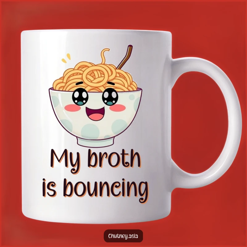 Funny Ramen Bounce Mug: Googly Eyed Bowl Bouncing Excitingly, Perfect Funny Gift