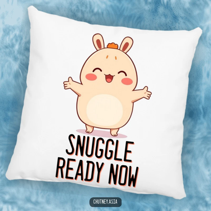 Funny bao bun pillow, happy with arms outstretched, ready to give a warm embrace, soft, cozy, and full of love.