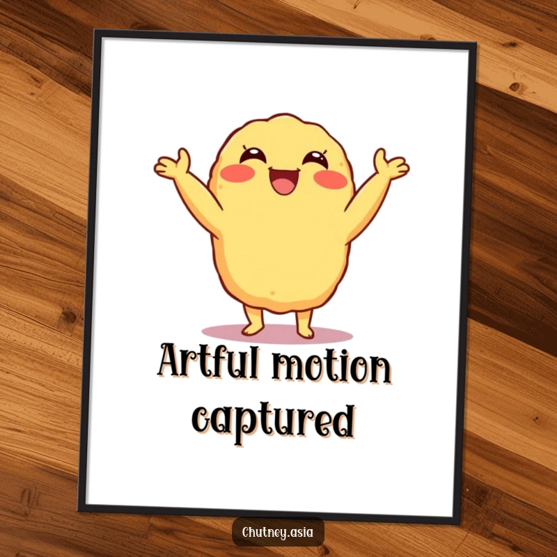 Funny Tempura Shimmy Digital Art Print: a delighted, grinning tempura character doing a playful shimmy, perfect for instant wall decor and a fun funny gift.