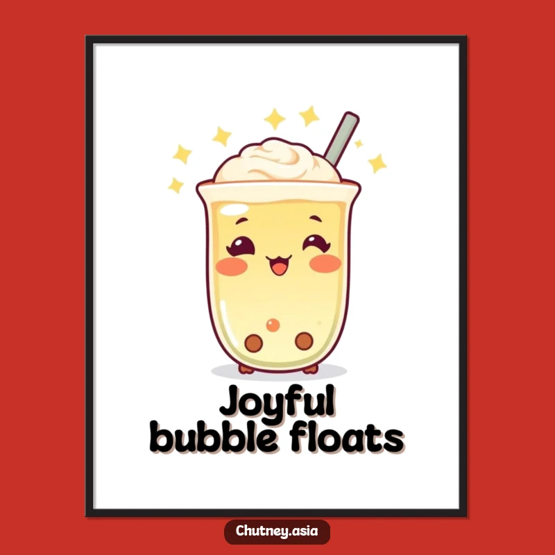 Funny Boba Tea Twinkle Digital Art: Instant Cute Cheer for Walls, Perfect Gift!