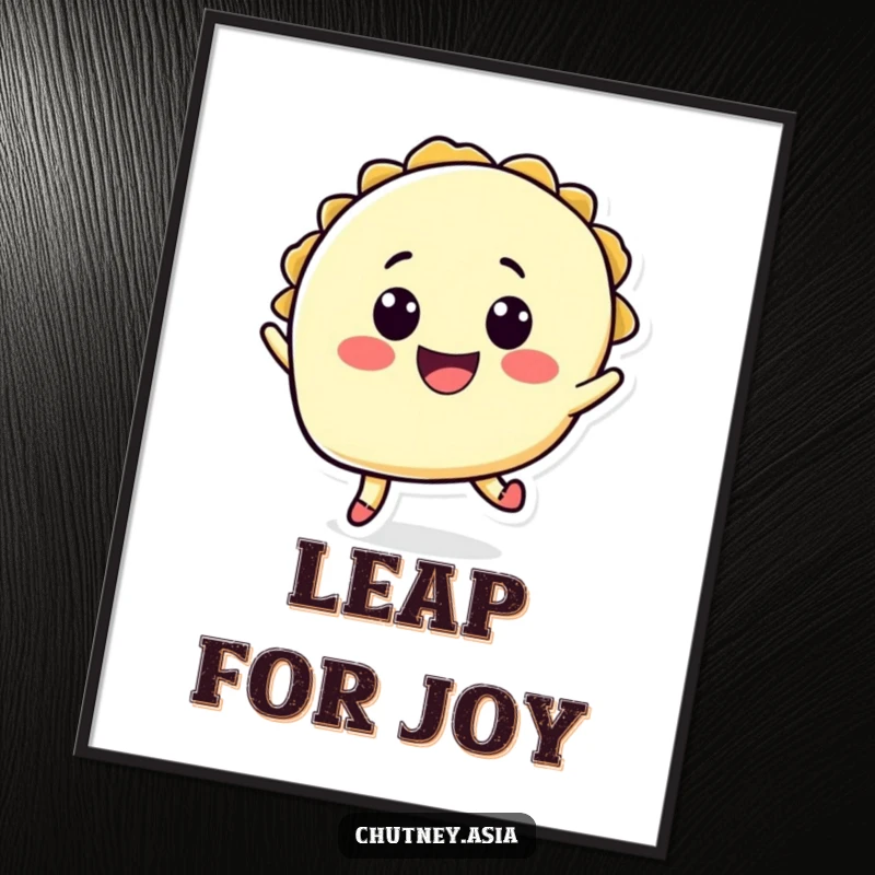Funny taco jump digital art print of a happy taco character mid-leap, perfect for immediate, humorous wall decor.