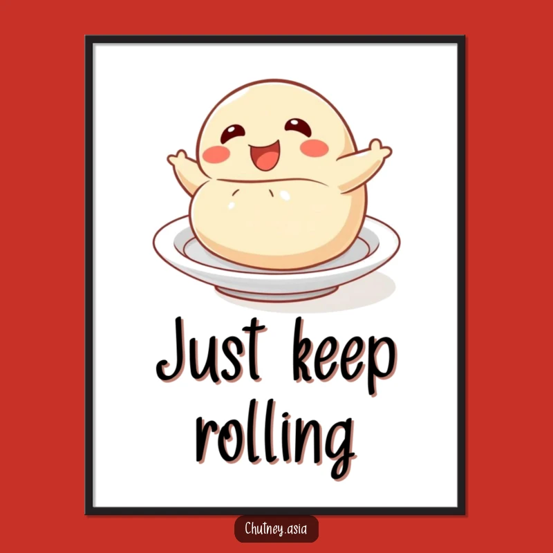 Funny Dumpling Roll Digital Print - Instant Playful Food Art Decor
