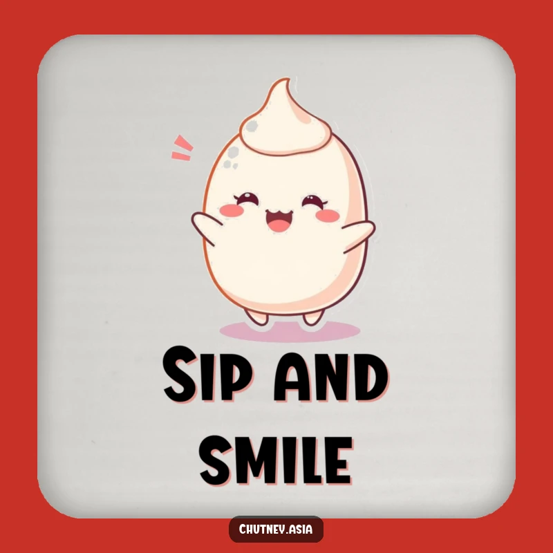 Funny Blushing Mochi Coaster: Protect Surfaces with Delight and Humor, Perfect Gift!