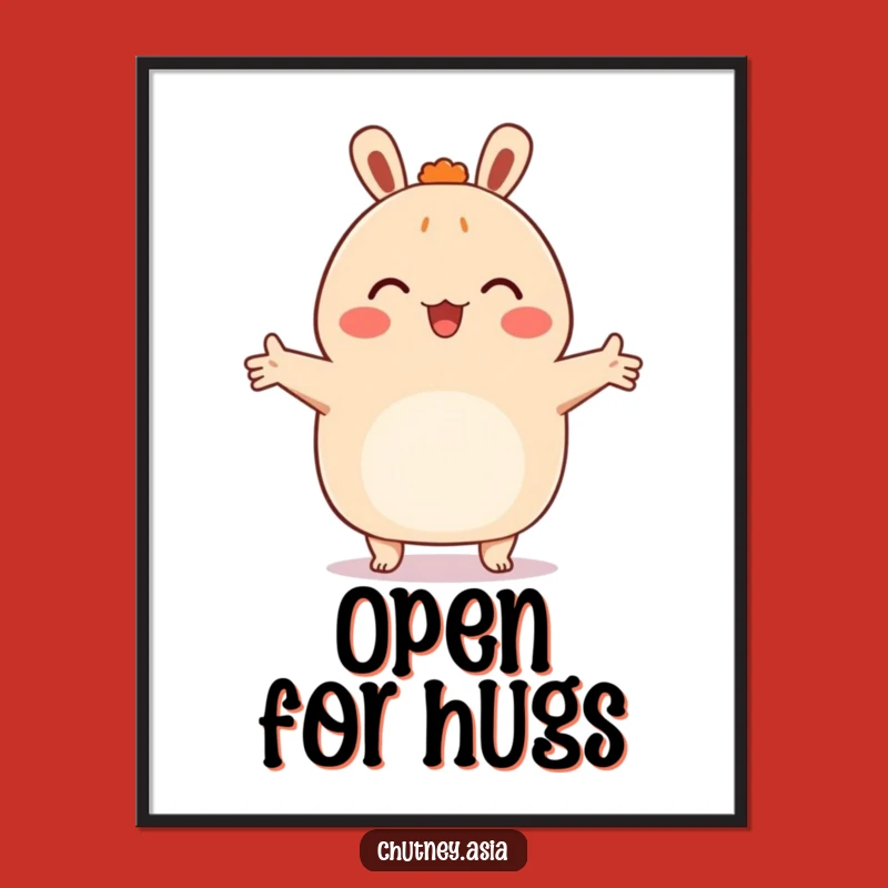 Funny Bao Hug Poster: Happy Bun Embracing Friend, Heartwarming Wall Art Funny Gift