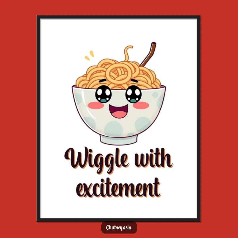 Funny Ramen Bounce Poster: Googly Eyed Bowl Bouncing Excitingly, Vibrant Wall Art Funny Gift