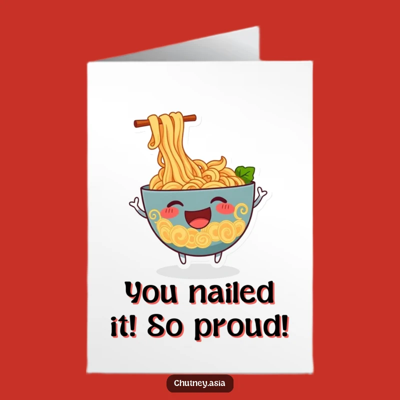 Free Printable Congrats Card: Energetic Ramen Wiggle Downloadable for Celebrations