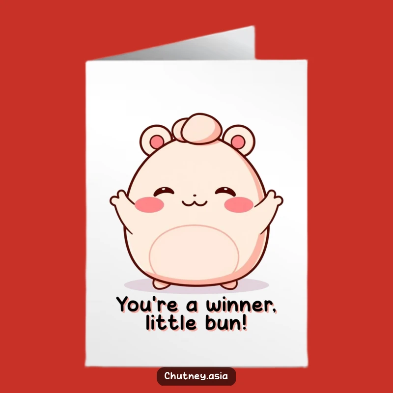 Free Printable Congrats Card: Enthusiastic Bao Bun Wave Downloadable for Celebrations