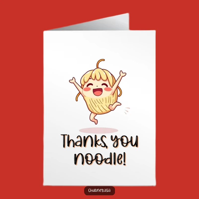 Free Printable Thank You Card: Cheerful Noodle Cartwheel, Quirky Downloadable Gratitude Greeting