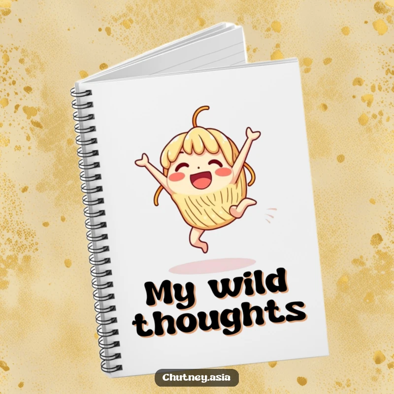 Funny Notebook: An excited, beaming noodle character does a cartwheel, perfect for jotting down your thoughts.