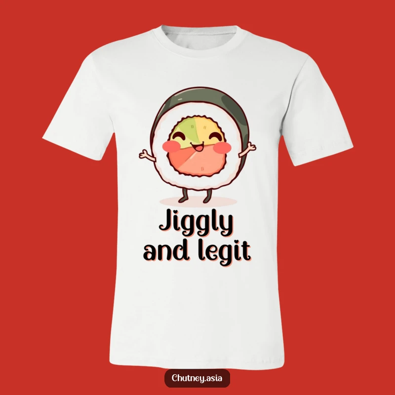 Funny Sushi Jig T-Shirt: Cute Smiling Roll Doing a Cheerful Jig, Hilarious Gift Idea