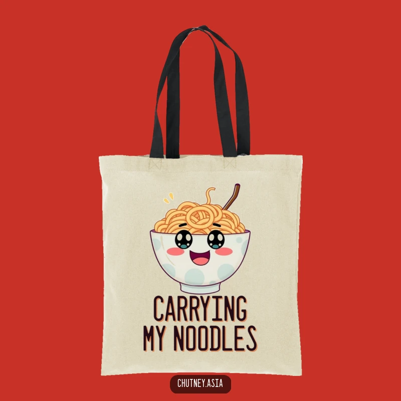 Funny Ramen Bounce Tote Bag: Googly Eyed Bowl Bouncing Excitingly, Practical Funny Gift